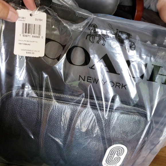 NEW WT COACH COURT BLACK NYLON SATCHEL TOTE - Picture 5 of 6